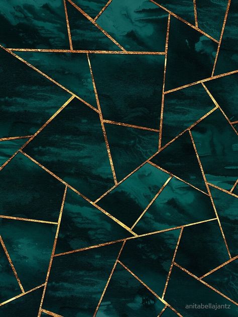 "Dark Teal Ink Copper Gold Geometric Glam #1 #geo #decor #art " Greeting Card by anitabellajantz | Redbubble Teal And Gold Wallpaper, Gold Geometric Wallpaper, Blue And Gold Wallpaper, Incredible Artwork, Teal Wallpaper, Art Tapestry, Gold Aesthetic, Gold Wallpaper, Teal And Gold