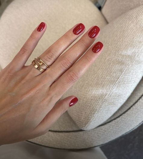 Red Bridal Nails, September Nails 2023, Red Nails Aesthetic, Short Red Nails, Old Money Nails, Fireplace Tv Wall Decor, Money Nails, Quartz Nails, Fireplace Tv Wall