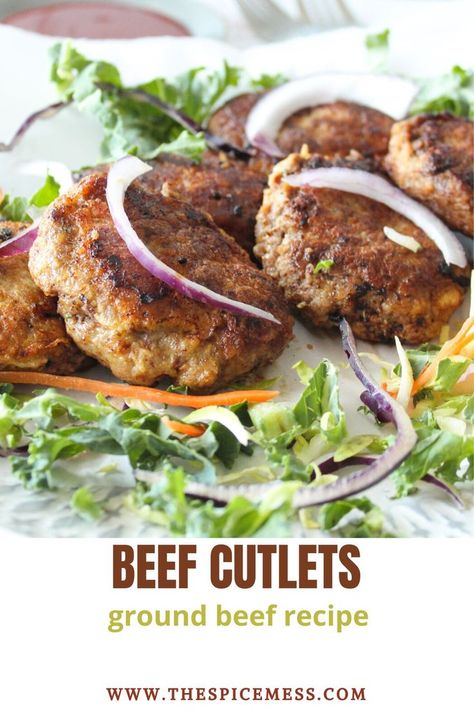 If you’re looking for a quick and easy ground beef recipe for dinner, you’re going to love these ground beef cutlets! You only need ground beef, a few spices and just 30 minutes to make these ground beef cutlets! These ground beef cutlets are great if you need a tasty appetizer, side dish, or a filling for your next sandwich! Beef Cutlet Recipes, Chicken Boti Recipe, Beef Kabab, Beef Cutlets, Ground Beef Recipe, Indian Appetizers, Cutlets Recipes, Easy Indian Recipes, Quick And Easy Appetizers