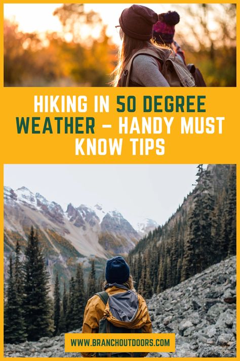 Hiking in 50 degree weather doesn't have to be uncomfortable. Get the best out of your winter hikes with these clothing, gear, food and hydration tips. Hiking 60 Degree Weather, Hiking 50 Degrees Outfit, Hiking In 50 Degree Weather Outfit, 50 Degree Hiking Outfit, Clothes For 60 Degree Weather, Hiking Workout Plan, Hiking Outfits Fall, 50 Degree Weather Outfit, Degree Outfit