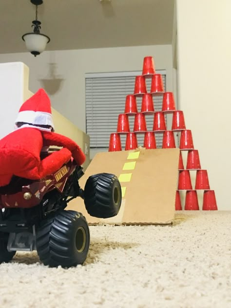 Elf on the shelf Start your engine Elf On The Shelf Cups, Elf On The Shelf Excavator, Ideas For 2 Elf On The Shelf Elves, Elf On The Shelf Cup Game, Elf On The Shelf Delivery Ideas, Elf On The Shelf With Dinosaurs, Elf On The Shelf Construction Ideas, Elf On The Shelf Train Ideas, 2022 Elf On The Shelf Ideas