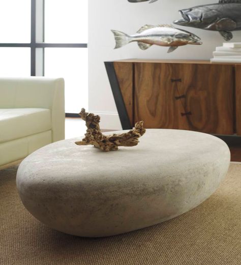 River Stone Coffee Table, Outdoor Stone Coffee Table, Rock Coffee Table, House Additions, Stone Coffee Table, Modern Tops, Oval Coffee Tables, Large Coffee Tables, River Stones