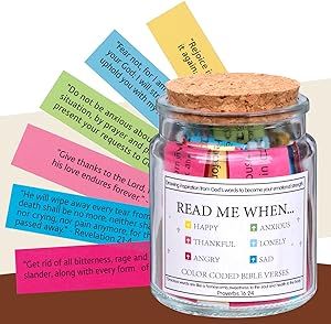 Bible Verse Jar, Bible Verses in a Jar Cooklux, Bible Verses For Emotions Jar, Hope Jar Bible Verses, Jesus Scripture Jar，Christian Gifts Church Biblical Faith Based Valentines Gift Jars With Notes, Christian Gift Ideas Diy, Scripture Jar, Bible Verse Jar, Read Me When, Encouragement Jar, Bible Gifts, Jars Crafts, Jar Of Notes