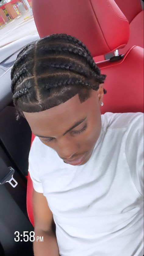 4c Braided Hairstyles Men, Back To School Hairstyles Men, Short Hair Braids Men Black, Best Braid Styles For Men, Front Taper With Braids, Men Braids On Short Hair, Front Taper Cornrows Men, Corn Rows With Design, Quick Men Braid Styles