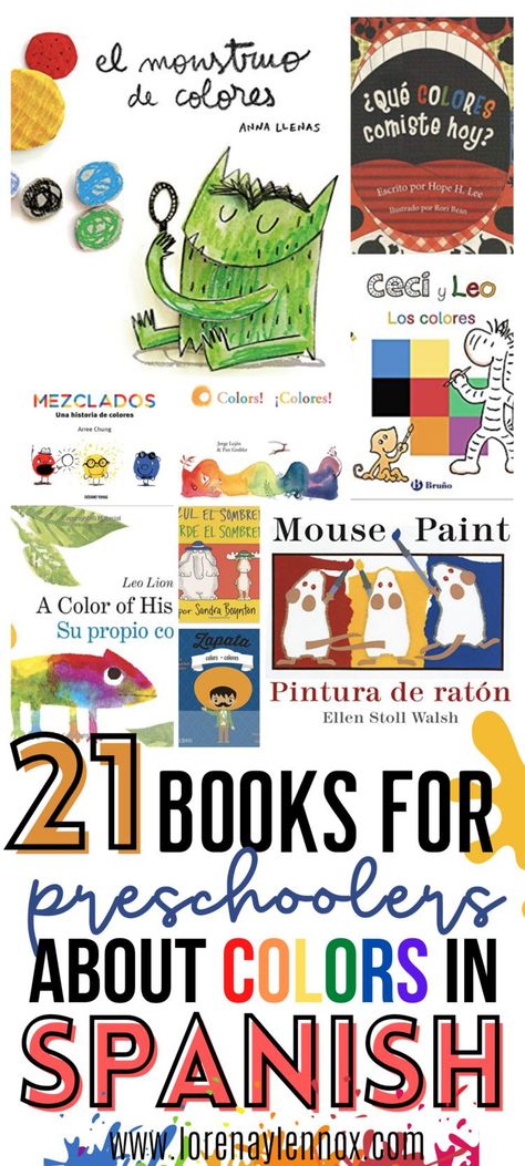 21 Books for Preschoolers About Colors in Spanish #Spanishbooksforkids #childrensbooks #librosdecolores #coloractivitiesforchildren #spanishbooksforpreschoolers #mustreadbooksinspanish #bestbooksinspanishforkids #toddlerbooksinspanish Books About Colors, Spanish Books For Kids, Colors In Spanish, Books In Spanish, Spanish Education, Books For Preschoolers, Spanish Teacher Resources, Bilingual Activities, Preschool Spanish