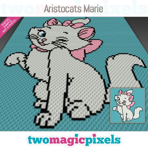 Aristocats Marie by Two Magic Pixels Magic Pixels, Cross Stitch Plastic Canvas, Two Magic Pixels, Cross Stitch Graph, Pixel Crochet Blanket, Crochet C2c Pattern, C2c Graph, C2c Crochet Pattern Free, Sc Crochet