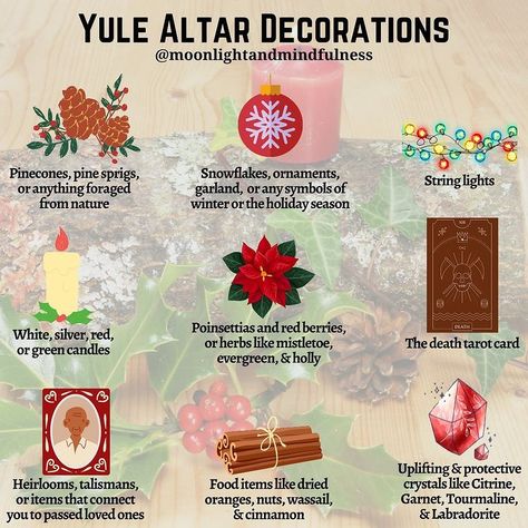 🎄Yule Altar Decorations 🎄 • 🤍 What do you include on your Yule altar if you create one? 🤍 • #yule #yulealtar #yuletide #yulelog #yuletree… | Instagram Yule Ideas, Yule Altar, Wicca Holidays, Witchy Christmas, Yule Traditions, Yuletide Decorations, Yule Crafts, Yule Celebration, Pagan Christmas