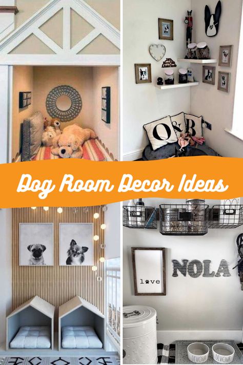 Small Dog Room Ideas Spaces, Pup Room Ideas, Pet Room Inspiration, Cat And Dog Bedroom Ideas, Dog Corners In House, Female Dog Room Ideas, Dog Room Corner Ideas, Dog Room Multiple Dogs, Dog Bed Corner In Bedroom