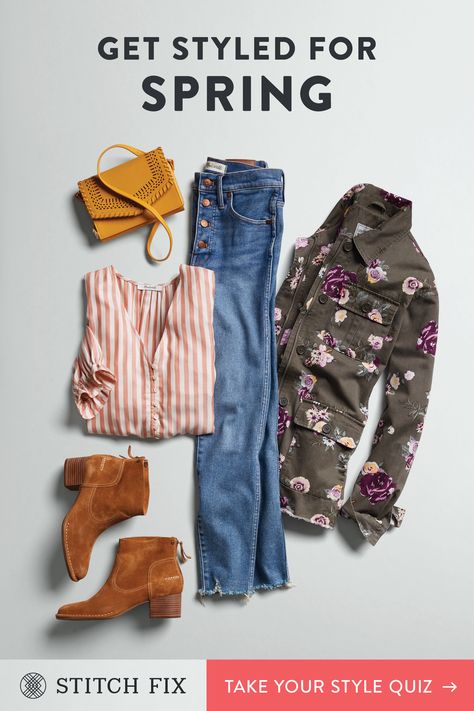 Let a Stitch Fix Personal Stylist hand-select and deliver clothes that match your taste, size & price preferences. Try pieces on at home and keep what works. Shipping, returns & exchanges are always free. Plus, there’s no subscription required. Sign up now and make this your most stylish season yet. Estilo Hippie Chic, Mode Tips, Spring Denim, Estilo Hippie, Stitch Fix Outfits, Clothes And Shoes, Stitch Fix Stylist, Floral Jacket, Denim Trends