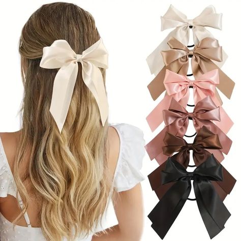 Bow Hair Ties Satin Hair Ribbon Ribbon Hair Bows Women Girls - Temu Hair Bow Women, Hair Bows For Women, Bow Ponytail, Bow Women, Tools For Women, Hair Ribbons, Bows Hair, Bow Hair Accessories, Hair Ribbon