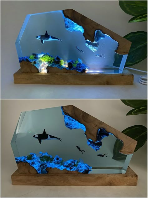 Epoxy Resin Lamp Diy, Resin Night Light, Resin Lamp, Room Design Modern, Diy Resin Projects, Lamp Wood, Transparent Resin, Resin Sculpture, Epoxy Resin Crafts