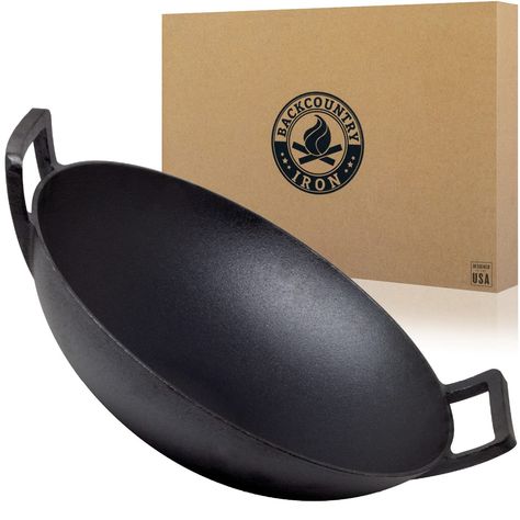 PRICES MAY VARY. Backcountry Iron’s 14 inch wok has superior heat retention for even cooking. This skillet comes pre seasoned, ready to use out of the box! This wok has a 14 inch diameter, measures 17 inches handle to handle, and has a depth of 4 inches. Our 14 inch cast iron wok utilizes a flat base so it’s fully compatible with gas, electric, and induction cooktops. You can also use it on a wok burner, the oven, broiler, on the grill, BBQ or in the fire pit. Our wok’s versatility makes it grea Mongolian Bbq, Induction Stove Top, Cast Iron Wok, Chinese Take Out, Cast Iron Dutch Oven, Stove Oven, Iron Skillets, Broccoli Beef, Induction Cooktop