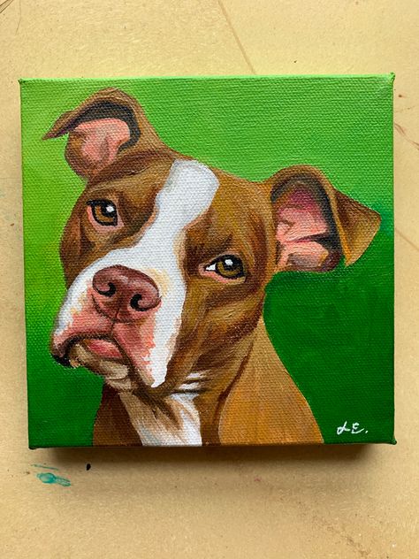 Simple Dog Painting, Dog Paintings Acrylic, Pitbull Painting, Dog Painting Canvas, Acrylic Dog Painting, Pitbull Artwork, Canvas Painting Small, Painting Small Canvas, Canvas Art Diy