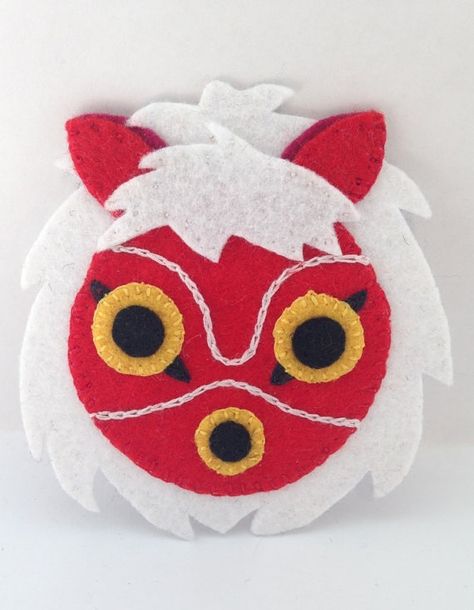 Handmade felt patch ready to stitch onto your surface of choice.  San, otherwise known as Princess Mononoke or the Wolf Girl, is a character in the Studio Ghibli Film ‘Princess Mononoke’.  7.5cm/2.95 x 7.3cm/2.87  Please be aware that this patch may distort if put in the washing machine therefore I advise spot cleaning by hand if it gets dirty.  Thank you Princess Mononoke San, Felt Princess, Film Princess, Studio Ghibli Party, Studio Ghibli Crafts, Candy Sushi, Felt Doll Patterns, Felt Animal Patterns, Felt Patch