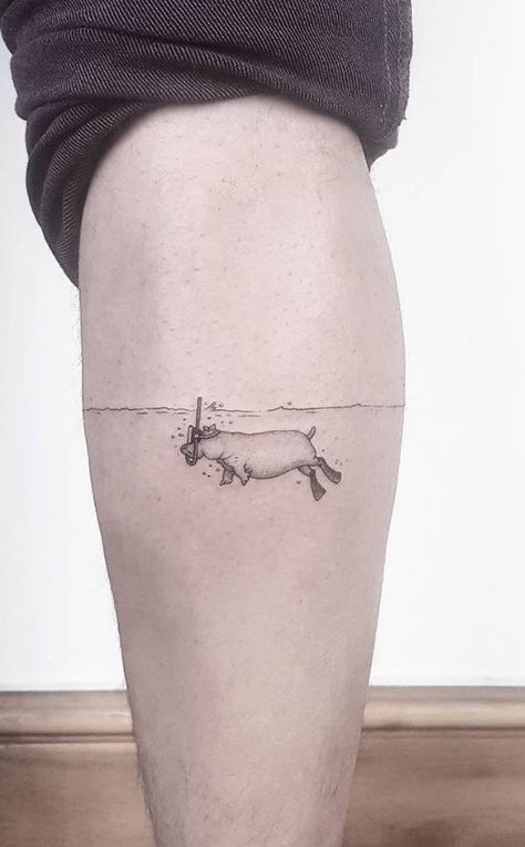 Hippo Tattoo, Tattoos Water, Tato Minimal, Tatuagem Masculina Pequena, Water Tattoo, Inspiration Tattoos, Tattoos Geometric, Most Popular Tattoos, Funny Tattoos