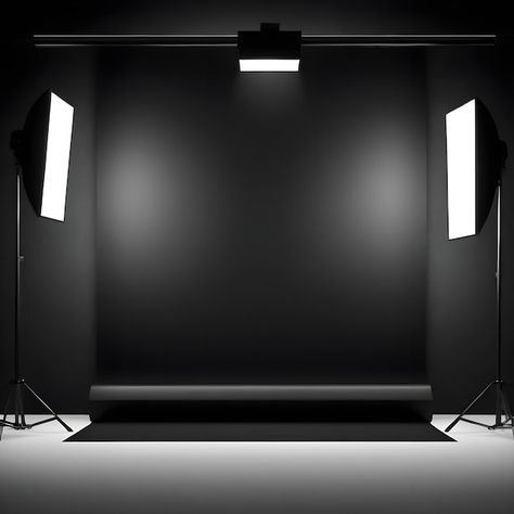 Photo black studio lights background | Premium Photo #Freepik #photo Youtube Studio Background, Black Studio Background, Studio Background Ideas, Background Photo Studio, Black Studio, Stage Background, Light Backdrop, Studio Lights, Document Sign