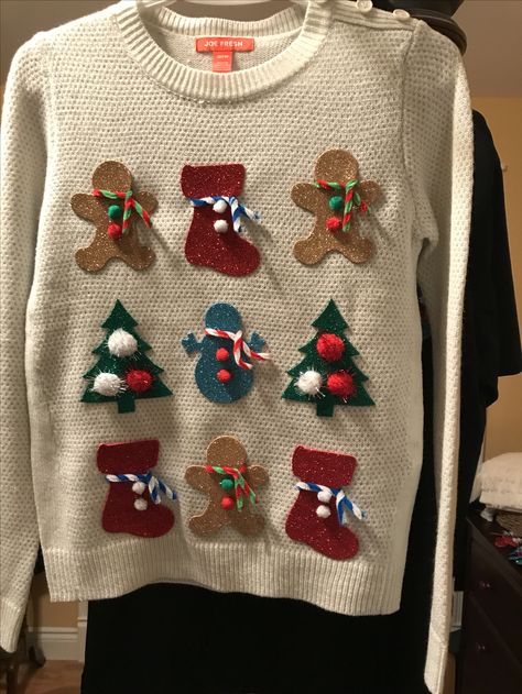 Xmas Sweaters Diy, Home Alone Ugly Christmas Sweater, Homemade Christmas Jumper, Diy Xmas Sweater, Easy Diy Christmas Sweater, How To Make Ugly Christmas Sweater Diy, Diy Christmas Ugly Sweater Ideas, Diy Christmas Jumper Ideas, Diy Christmas Sweater For Kids