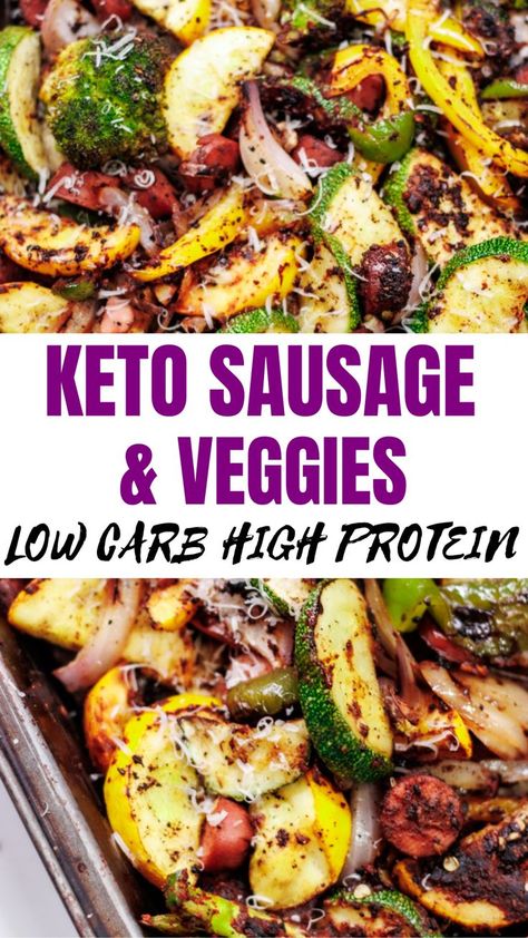 KETO SAUSAGE & VEGGIES Keto Sausage Dinner Ideas, Keto Friendly Sausage Recipes, Low Carb Dinner With Sausage, Keto Sausage Sheet Pan, Paleo Polish Sausage Recipes, Keto Sausage And Zucchini Recipes, Keto Sausage Stir Fry Recipes, Keto Meals With Kielbasa, Keto Polish Sausage And Broccoli Recipes