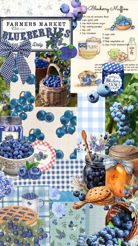 Blueberries #blueberry #🫐 #vintage #blue Blueberry Aesthetic, Aesthetic Vintage, Blueberries, Vintage Illustration, Blue