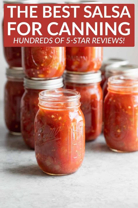 The BEST homemade salsa for canning. Have fresh tomatoes? Then you'll want to make this salsa, either hot or mild. It's so delicious and inexpensive to make! #salsa #canning #tomatoes #healthy | www.delishknowledge.com Essen, Margaritas, Homemade Salsa For Canning, Freezer Salsa, Homemade Canned Salsa, Mild Salsa Recipe, Salsa For Canning, Canning Homemade Salsa, Best Homemade Salsa