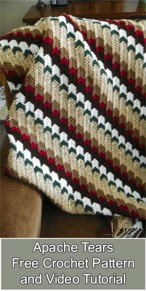 Apache Tears - Free Crochet Pattern and Video Tutorial Free Navajo Crochet Patterns, Fast Easy Crochet Afghan Free Pattern, Free Crochet Afghan Patterns Unique, Apache Tears Crochet Pattern, Motifs Afghans, Crocheted Afghans, Apache Tears, Afghans Crochet, Crochet Afghan Patterns Free