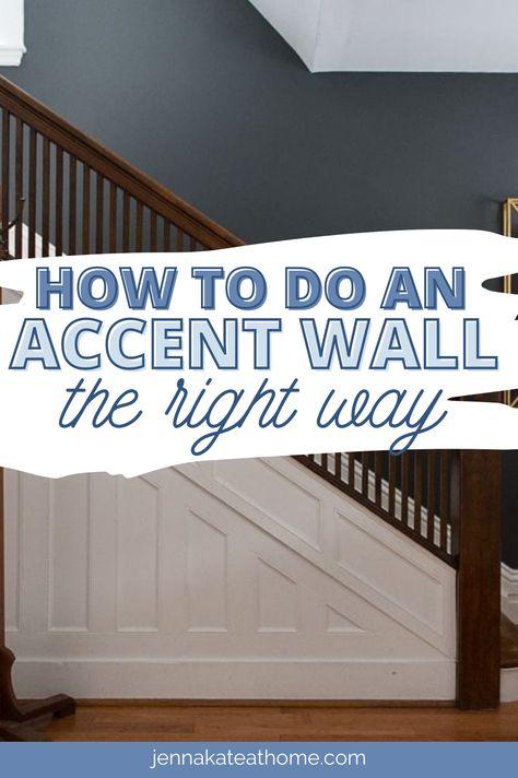 Accent Basement Wall Ideas, Accent Wall In Foyer Entrance, Painting Ideas For Stairway Walls, Large Accent Wall Living Room Paint, Where To Put An Accent Wall, Modern Paint Accent Wall, Accent Wall Colors With White Walls, Geometric Accent Wall Stairs, Best Accent Wall Colors Kitchen