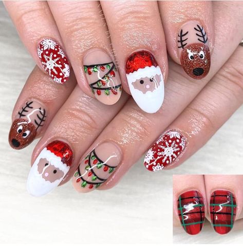 Christmas Nail Tip Designs, Nail Designs Christmas Holiday, Nail Christmas Designs, Christmas Acrylic Nails Holiday, Nail Art Christmas Designs, Gel Nails For Christmas, Christmas Nail Art Designs Xmas, Nail Art Natal, Christmas Nail Ideas Holiday