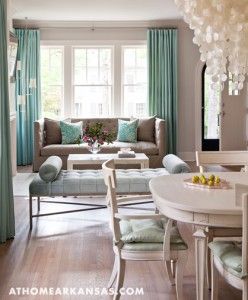 Gray Decor, Hill Interiors, Inspiration Kitchen, Design Blogs, Green Curtains, Curtain Ideas, Teen Room Decor, Victorian House, Room Redo