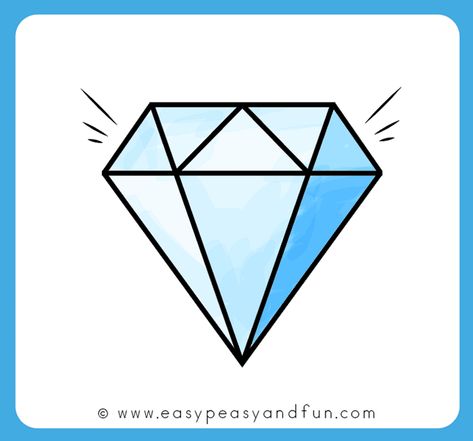 How to Draw a Diamond - Step by Step Diamond Drawing Tutorial (with printable) - Easy Peasy and Fun Easy Diamond Drawing, How To Draw A Diamond, Draw Diamond, Draw A Diamond, Wedding Jewelry Photography, Gem Drawing, Skateboard Deck Art, 3d Art Drawing, Wedding Rings Princess Cut