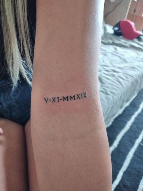 Years In Roman Numerals Tattoo, Roman Number Tattoos For Women, Fineline Roman Numeral Tattoo, Roman Numeral Font, Roman Numeral Date Tattoo, Years In Roman Numerals, Roman Numerals Tattoo, Sister Tats, Birthdate Tattoo