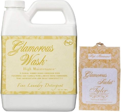 Tyler Candle Glamorous Wash High Maintenance Liquid Laundry Detergent 32oz w/High Maintenance Sachets Bundle, Floral Diva Laundry Detergent, Tyler Candle Company, Washing Detergent, Liquid Laundry Detergent, Laundry Liquid, French Market, High Maintenance, Candle Companies, Delicious Fruit