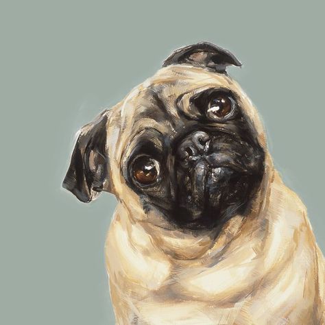 Justine Osborne Anjing Pug, Pug Art Print, Dog Artist, Pugs And Kisses, Pug Pictures, Pug Art, Pug Gifts, A Pug, Pug Puppies