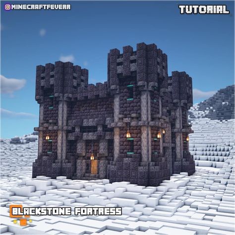 Feverr ~ on Instagram: “Tutorial: Blackstone fortress! 1.16 has some amazing blocks. Blackstone can really make some neat fortress or castles! Hope you guys like…” Nether Fortress Build, Nether Builds, Nether Minecraft, Blackstone Fortress, Minecraft Kingdom, Bangunan Minecraft, Minecraft House Tutorials, Minecraft Castle, Minecraft Plans