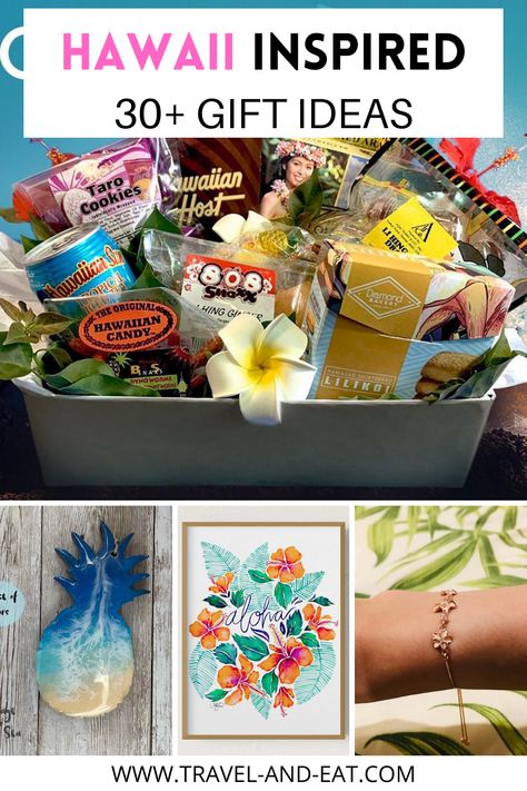 Looking for the best gift ideas for Hawaii lovers? Look no further! In this gift guide, you will find over 30 gift ideas for your friends who can’t get enough of the Hawaii Dream! Gift guide for her. Hawaiian Themed Gift Basket, Tropical Gift Basket Ideas, Hawaii Gift Basket Ideas, Hawaiian Gift Ideas, Hawaiian Gift Basket Ideas, Hawaii Gift Basket, Office Luau Party, Tropical Gift Basket, Vacation Gift Basket