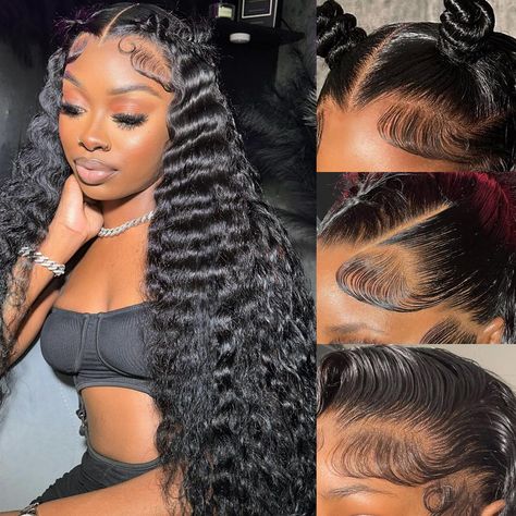 PRICES MAY VARY. 💖13x6 Lace Front Wigs Human Hair Material: This 13x6 deep wave lace front wigs is made of 100% unprocessed brazilian virgin human hair,Natural Hairlines Make You More Confident . 💖Deep Wave Lace Front Wigs Human Hair Advantage: 150% Density Deep Curly Lace Front Wigs Human Hair,Can Make Middle Part or Side Part, Make You Hair Style More Natural and Gorgeous,full and thick,soft and bouncy no strange smell. 💖Glueless 13x6 HD Transparent lace:13x6 Inch Transparent HD Swiss Lace, Middle Part Deep Wave Wig, Curly Lace Front Wigs Hairstyles, Lace Front Wigs Hairstyles, Deep Wave Wig Hairstyles, Deep Wave Wig Styles, Loose Deep Wave Wig, Wigs Deep Wave, Deep Wave Lace Front Wigs, Curly Lace Frontal