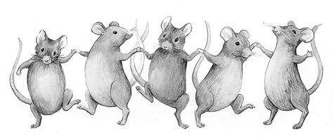 Dancing Mice Drawing, Mice Drawing, Mouse Reference, Mouse Dancing, Dancing Mice, Dancing Sketch, Dancing Mouse, Rain Illustration, Ballet Drawings