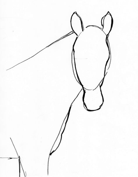 Horse Sketch Easy Step By Step, Drawing A Horse Step By Step, Drawing Horses Step By Step, Watercolor Horse Painting Easy, How To Draw A Horse Step By Step, Sketching Horses, Easy Horse Drawing, Horse Drawing Tutorial, Horse Head Drawing