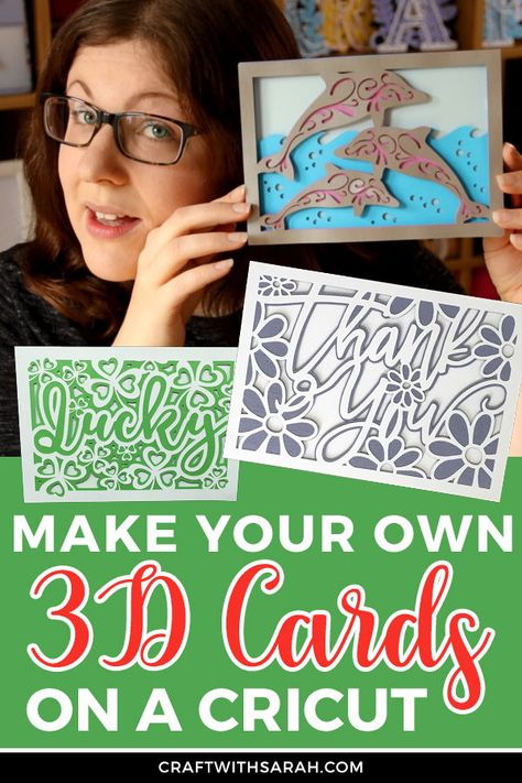 How to Make 3D Layered Greetings Cards with your Cricut. Make cards on Cricut to impress your friends and family. Get free SVGs and Design Space projects here! #cardmaking Cards On Cricut, Cricut Greeting Cards, Cricut Card Making, Cricket Joy, Cards Drawing, Cricut Birthday Cards, Craft Printables, Cricut Inspiration, Cricut Birthday