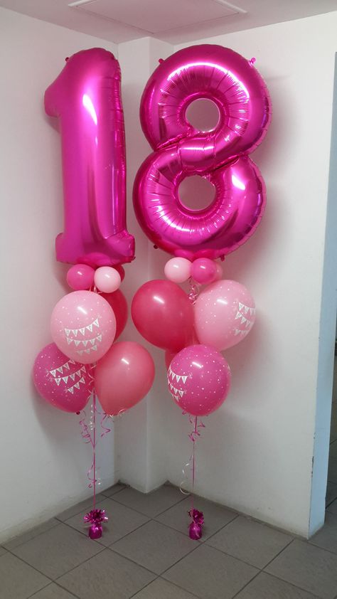 Hot Pink Jumbo 1 & 8 in latex bouquets Hot Pink Decorations Party, Hot Pink Birthday Decorations, Hot Pink Balloons, Hot Pink Birthday Party, Pink Birthday Decorations, Hot Pink Decor, Hot Pink Birthday, Pink Party Theme, Deco Ballon