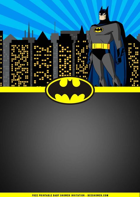 (FREE Printable) – Batman Birthday Party Invitation Templates | FREE Printable Baby Shower Invitations Templates Batman Invitations, Superhero Birthday Party Invitations, Free Printable Baby Shower Invitations, Superhero Birthday Invitations, Superhero Invitations, Free Printable Invitations Templates, Batman Birthday Party, Batman Party, Batman Birthday