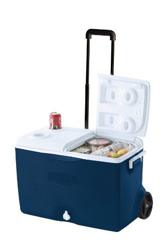 Rubbermaid Ice Chest / Cooler, Blue, 60-quart Wheeled (FG2A9002MODBL). For product info go to:  https://all4hiking.com/products/rubbermaid-ice-chest-cooler-blue-60-quart-wheeled-fg2a9002modbl/ Igloo Ice, Cooler With Wheels, Rolling Cooler, Outdoor Cooler, Ice Chest Cooler, Camping Coolers, Ice Chest, Camping Essentials, Camping Accessories