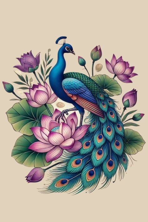 Flying Peacock Tattoo, Peacock Painting On Fabric, Peacock Reference, Peacock Art Drawing, Peacock Drawing Images, Peacock Drawings, Peacock Wall Painting, Peacocks Art, Painting Of Peacock