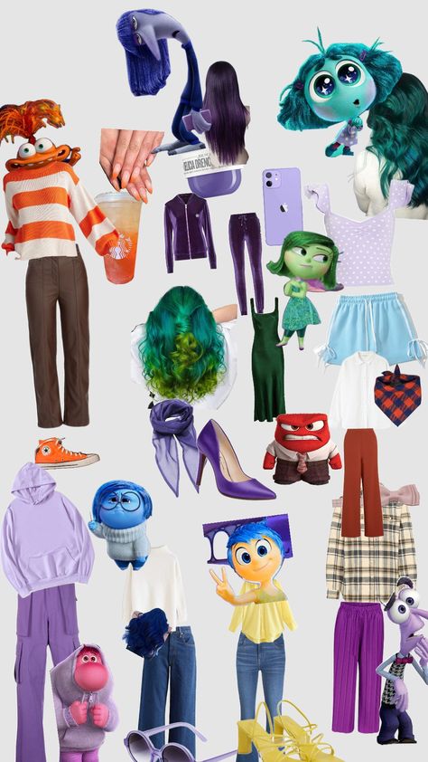 inside out 2 Halloween fit #halloween Inside Out Day Spirit Week, Inside Out Two Costumes, Inside Out Characters Halloween Costume, Inside Out Teacher Costume, Inside Out Costume Ideas Diy, Inside Out Emotions Halloween Costumes, Inside Out 2 Characters Costumes, Inside Out Characters Halloween, Inside Out 2 Family Costume