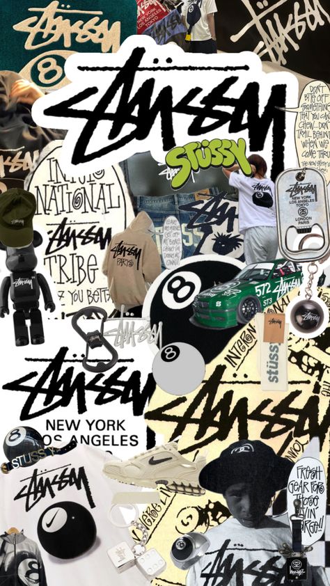 Stussy Iph Wallpaper, Stussy Wallpaper, Streetwear Wallpaper, Hellboy Tattoo, Alphabet Graffiti, Stussy Logo, Iphone Wallpaper Music, Iphone Pink, Album Cover Wallpaper Collage