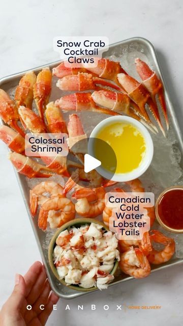 OceanBox on Instagram: "NEW ITEM: Seacuterie Box   Our seacuterie box is a fun twist on the classic charcuterie experience. Whether you’re hosting a summer gathering or simply treating yourself, our seacuterie board will make a splash 🌊  It comes with  🦀 2 lb snow crab claws (one bag) 🦐 2 trays Colossal domestic shrimp  🦞 4 Cold water lobster tails   Click our link in bio to order yours straight to your door  . . . #seacuterie #lobster #lobstertails #crab #crabclaws #shrimp #seafood #seafoodappetizer" Seafood Charcuterie Board Ideas, Colossal Shrimp, Seafood Party, Snow Crab, Seafood Buffet, Crab Claws, Relish Trays, Seafood Appetizers, Lobster Tails