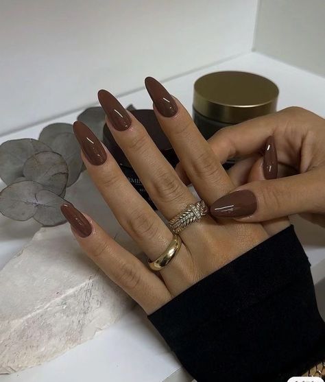 Love these nails for fall… Fall nails, hard nails, fall aesthetic, fall nail designs, fall nail ideas, fall nail colors, fall nails 2024, fall nails square, fall nails short, fall nails inspiration, date night beauty. Ongles Beiges, Fall Almond Nails, Fall Nail Trends, Almond Acrylic Nails, Nagel Inspo, Fall Nail Colors, Brown Nails, Autumn Nails, Fall Nail