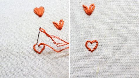 How to Embroider Hearts [5 Different Ways] - Crewel Ghoul Small Heart Embroidery, How To Embroider A Heart, Embroider Heart, Heart Embroidery Patterns, Bullion Stitch Embroidery, Bullion Stitch, Long And Short Stitch, Embroidered Hearts, Heart Knot