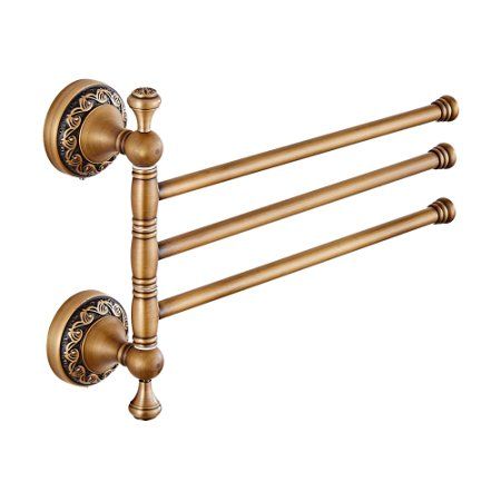 PURCHASED: Leyden TM Antique Brass Active 3-Arm Swing Towel Rack Towel Rotated Bar Organizer Holder Wall-Mounted Bathroom Hand Towel Holder, Mounted Towel Rack, Bath Towel Racks, Towel Racks & Holders, Brass Towel Bar, Wall Mounted Towel Rack, Double Towel Bar, Hand Towel Holder, Hand Towels Bathroom