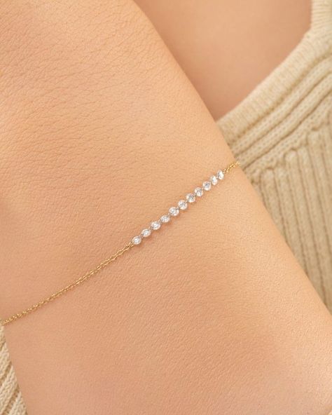 Just Dropped: A Drilled Diamond Bar Bracelet destined to impress ✨ Minimal and one-of-a-kind, it features stunning floating diamonds set on a gleaming 14k gold chain, perfect for solo or stacked looks. Add it to your collection of timeless jewelry via the link in our bio. #14kgoldjewelry #finejewelry #drilleddiamonds #floatingdiamonds #minimaljewelry Diamond Bar Bracelet, Bar Bracelet, Diamond Bar, Minimal Jewelry, Bar Bracelets, Timeless Jewelry, Gold Chain, Gold Chains, Floating