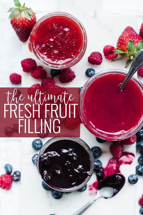 Fresh Fruit Filling For Cake, Fruit Filled Birthday Cake, Chocolate Cake With Fruit Filling, Fruit Filling For Cake, Cake Fruit Filling, Cake Filling Recipes Easy, Easy Cake Filling, Cake Filling Ideas, Fruit Filling Recipe